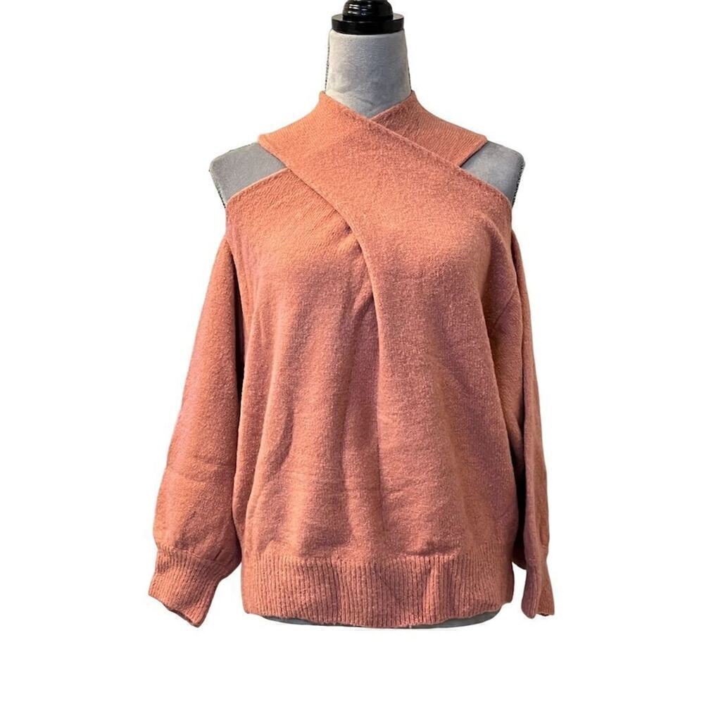 Impressions Women's Off-Shoulder Knit Sweater Pink Size S/M Warm Cozy Barbie